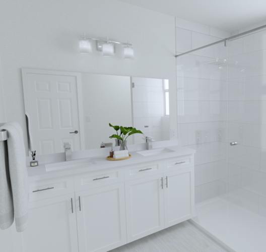 A white bathroom with a sink, mirror, and bathtub.