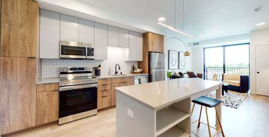 Gourmet Kitchen With Island at The Mason, St. Paul, Minnesota