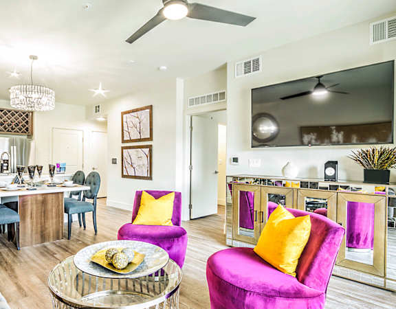 Warm Living And Dining Room at Tuscan Highlands, Las Vegas, NV