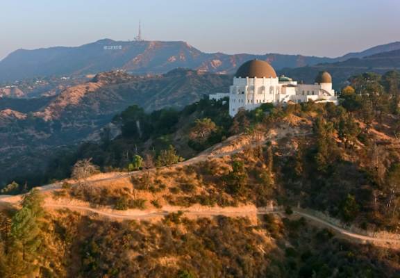 the dome of the observatory on the top of a hill at Oasis Apartments, California