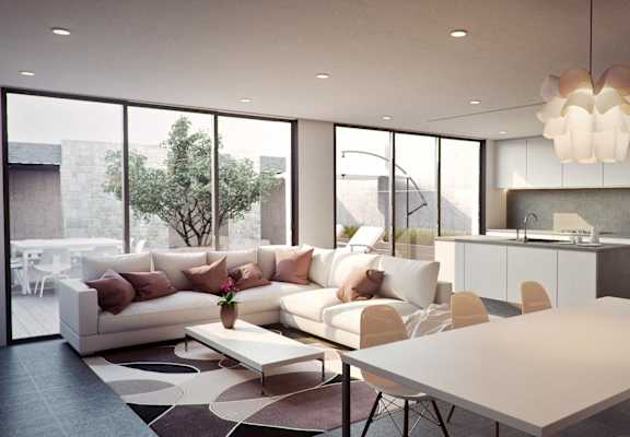 Open concept living room and kitchen