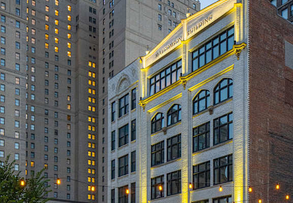 A building with the words "Welcome Building" on it.