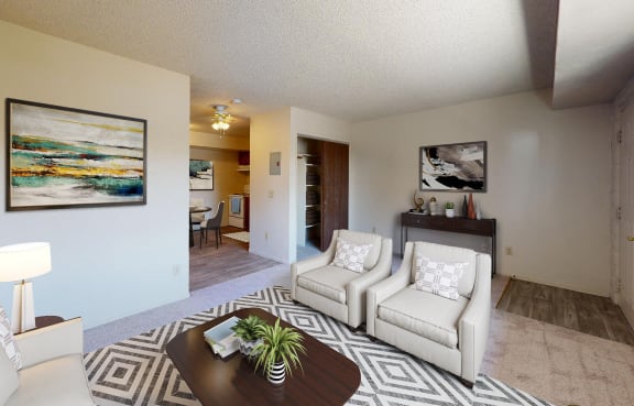 a living room with a couch and a coffee table