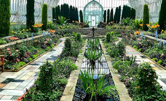 a greenhouse filled with lots of flowers and plants