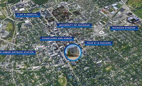 A map shows the location of the Ann Arbor Amtrak Station.