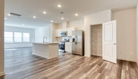 Fitted Kitchen With Island Dining at The Mark, Harrisonburg, VA, Virginia, 22801