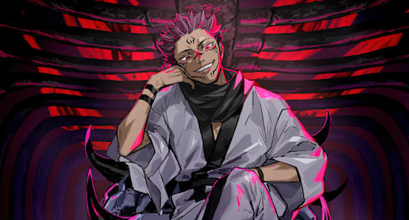 A person with pink hair is sitting in a chair.