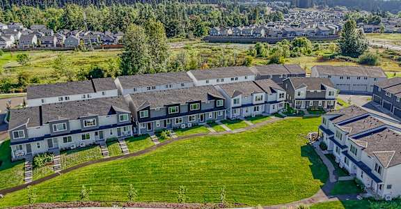 Aerial View of Thrive at Green Mountain Townhomes in Camas, WA and Surrounding Area