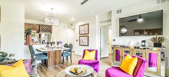 Warm Living And Dining Room at Tuscan Highlands, Las Vegas, NV