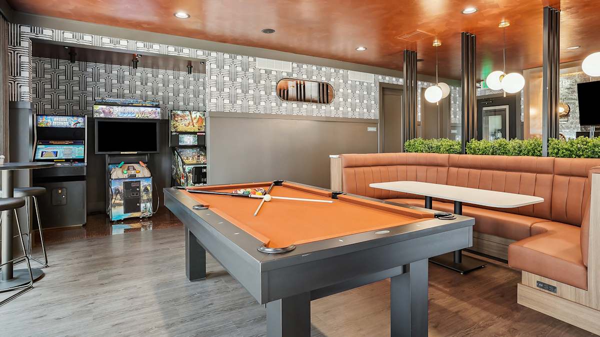 Parkhouse Apartment Homes game room with pool table - Thornton, CO