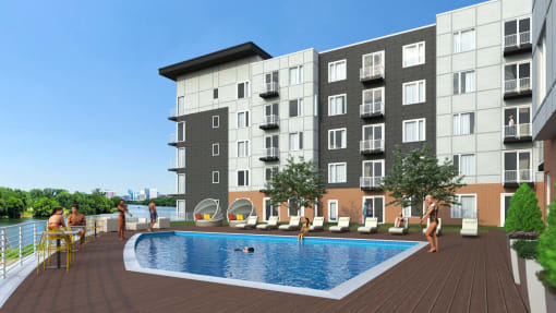 Pool View at The Waterford At Rocketts Landing Apartments, PRG Real Estate, Virginia, 23231