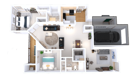  Floor Plan Arbors - 2 Bed, 2 Bath + Den (400s Bldg)