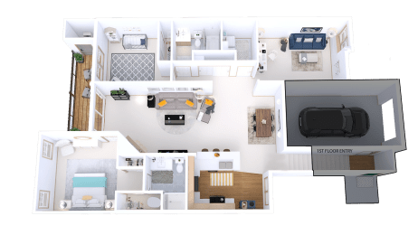 Floor Plan Arbors - 2 Bed, 2 Bath + Den