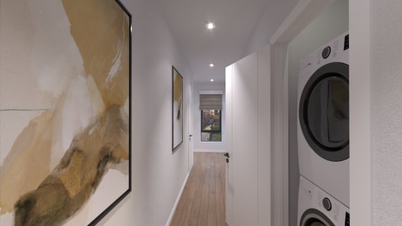 a spacious laundry room with washer and dryer