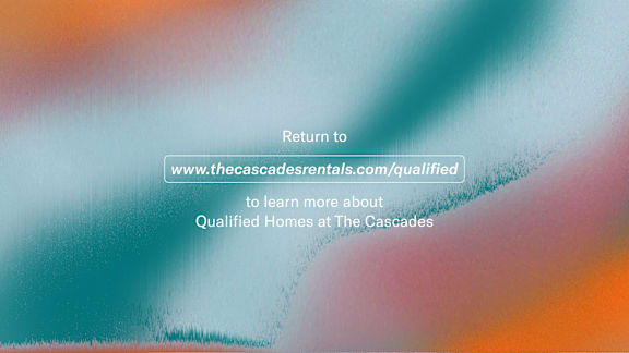 A blurred image with a URL for more information on qualified homes at The Cascades.