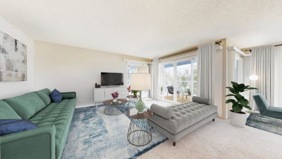 a living room with two couches and a large window at Marina Harbor, Marina del Rey, CA, 90292
