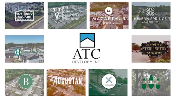 A collection of images showcasing different properties and developments by ATC Development.