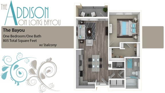 1 bed 1 bath C 1 bed 1 bath C at The Addison on Long Bayou Apartments, Florida