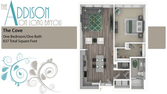 1 bed 1 bath D 1 bed 1 bath D at The Addison on Long Bayou Apartments, Florida, 33772