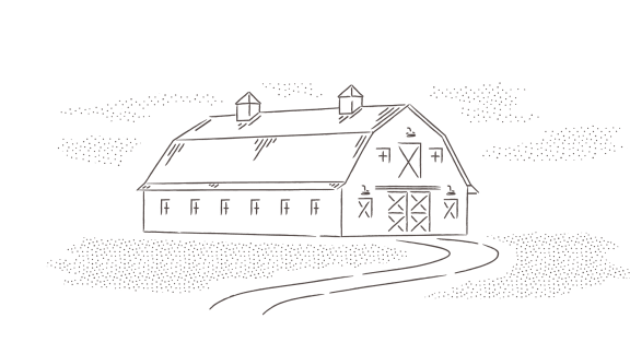 Barn with Pathway Illustration