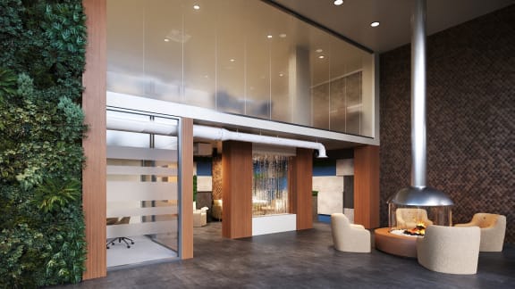 Aspire11 Apartments in Tacoma, Washington Lobby with Fire Pit