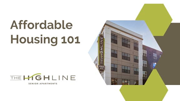 A building with a sign that says "The Highline Senior Apartments".