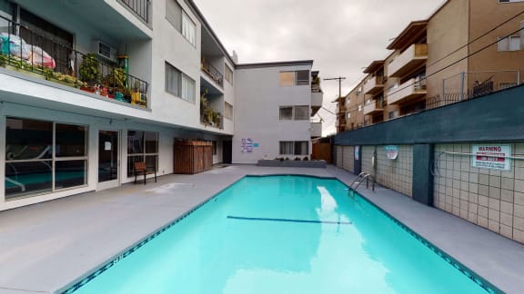 Large Swimming Pool at Chateau La Fayette Apartments in Koreatown, Los Angeles