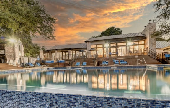 Retreat at Barton Creek Apartments Model Living Room and Fireplace