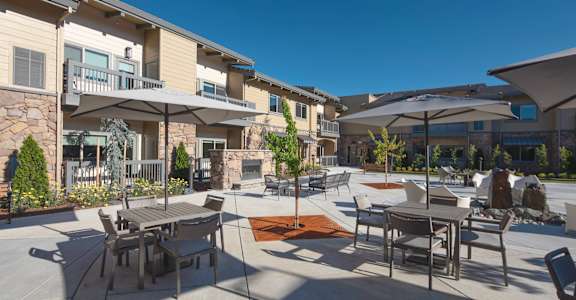 Apartment Patio at Hearthstone Lodge Senior Residences, Auburn, 95602