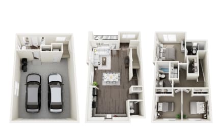 3 Bedroom 2.5 Bathroom Floor Plan at Lotus Nova, Clearfield Utah