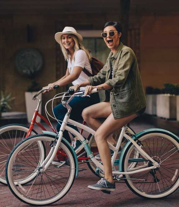 Friends Biking in Street at Parc 1346, Chattanooga, Tennessee