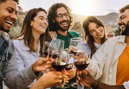 Group of People Toasting with Wine Glasses