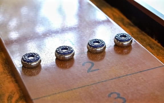 Close Up View of Shuffleboard Table