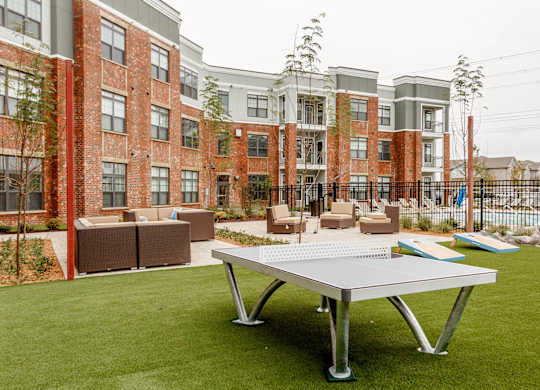 Outside ping pong table.