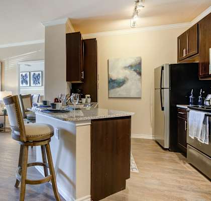 Kitchen With Island Dining at Residence at Midland, Midland, TX, 79706