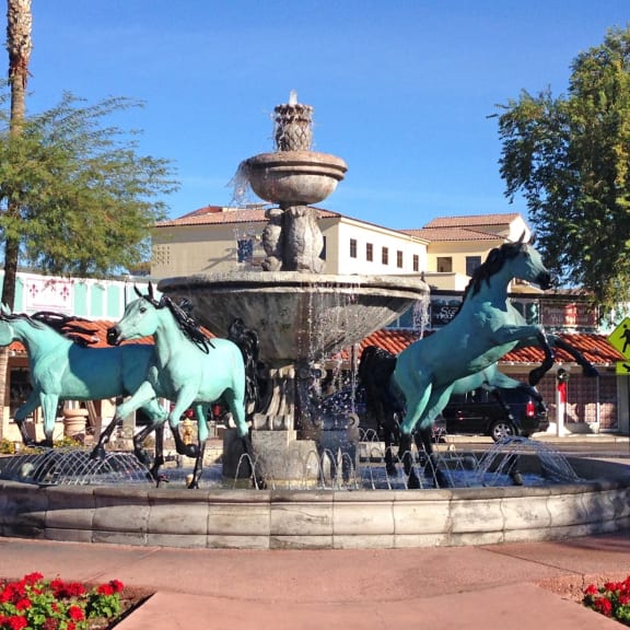 Fountain with Horses in Old Town Scottsdale