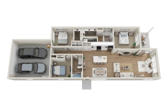 Floor Plan  a stylized floor plan of a 1 bedroom apartment