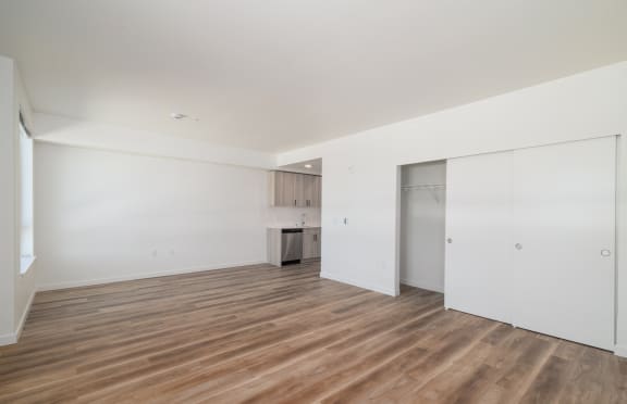 Zinnia Apartments in Shoreline, Washington Living Room and Kitchen