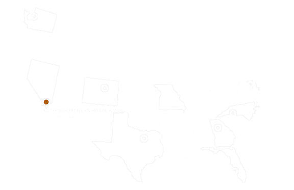 A map of the United States with certain states highlighted and others not.