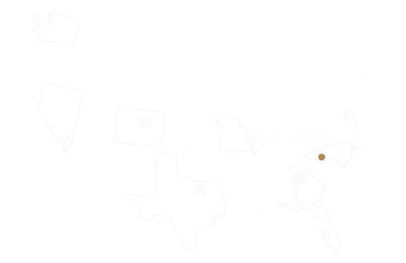 A map of the United States with certain states highlighted and others not.
