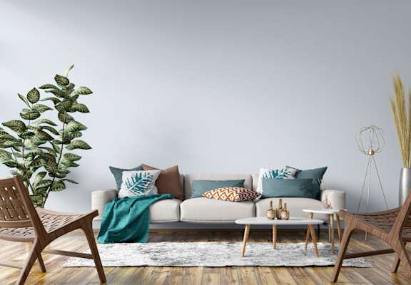 Living Room white teal