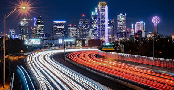 Beautiful View of Dallas, Texas Skyline at Night