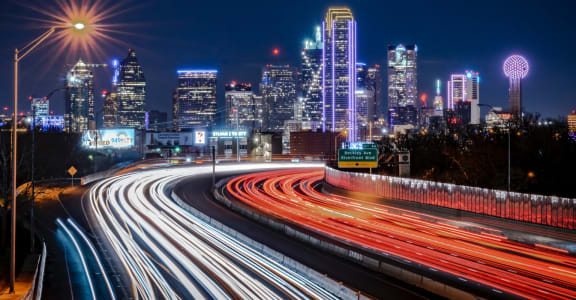 Beautiful View of Dallas, Texas Skyline at Night