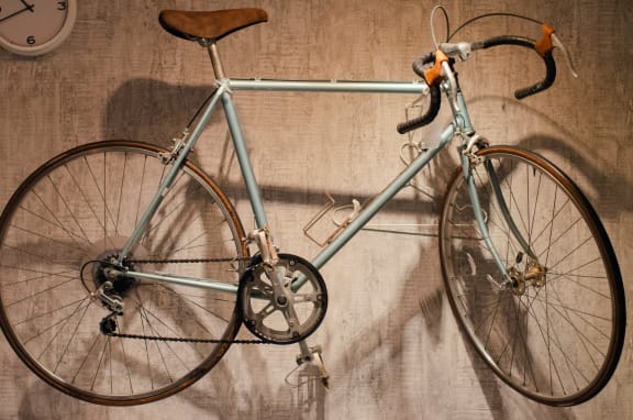 Vintage Bike Hanging on Wall