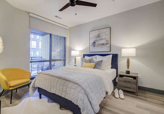 Bedroom with Ceiling Fan at The Walker, Cary, North Carolina