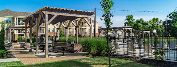 picnic area next to the pool at The Greyson, Ohio, 43026