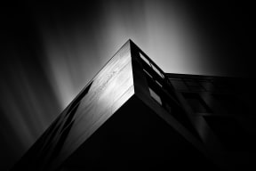 a black and white photo of a building