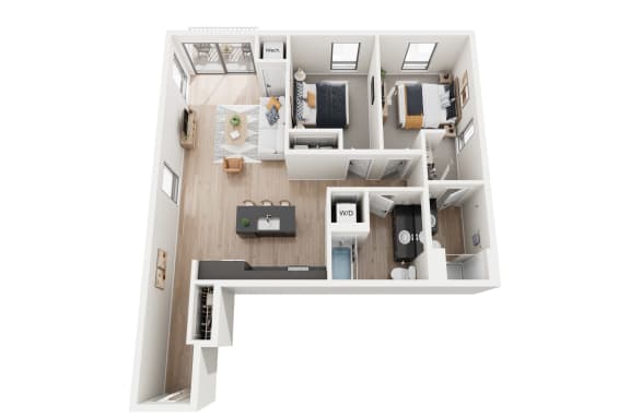 2 bed 2 bath D at Riverhouse Apartments, Fargo