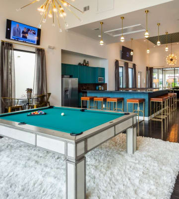 Game room with Billiards at Berkshire Spring Creek in Garland, texas 75044