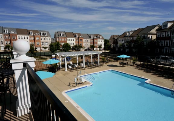 Sparkling blue pool at Metro Place at Town Center in Camp Springs, MD 20746